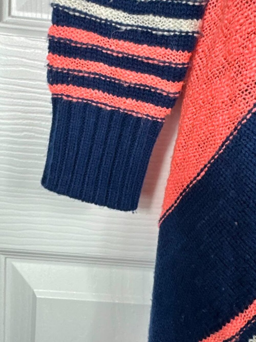 Charlotte Russe Women's Open Front Cardigan Stripe Color Block Navy Coral M - Picture 4 of 6